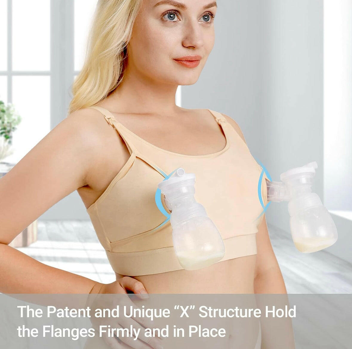 Momcozy Adjustable Nursing Bra for Breast Pumping Beige