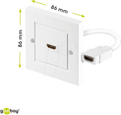 GOOBAY HDMI Wall Socket, Gold-Plated Female-Female Connector, White