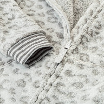 Girls' Leopard Print Hooded Union Suit Pajamas Cat & Jack Cream Gray