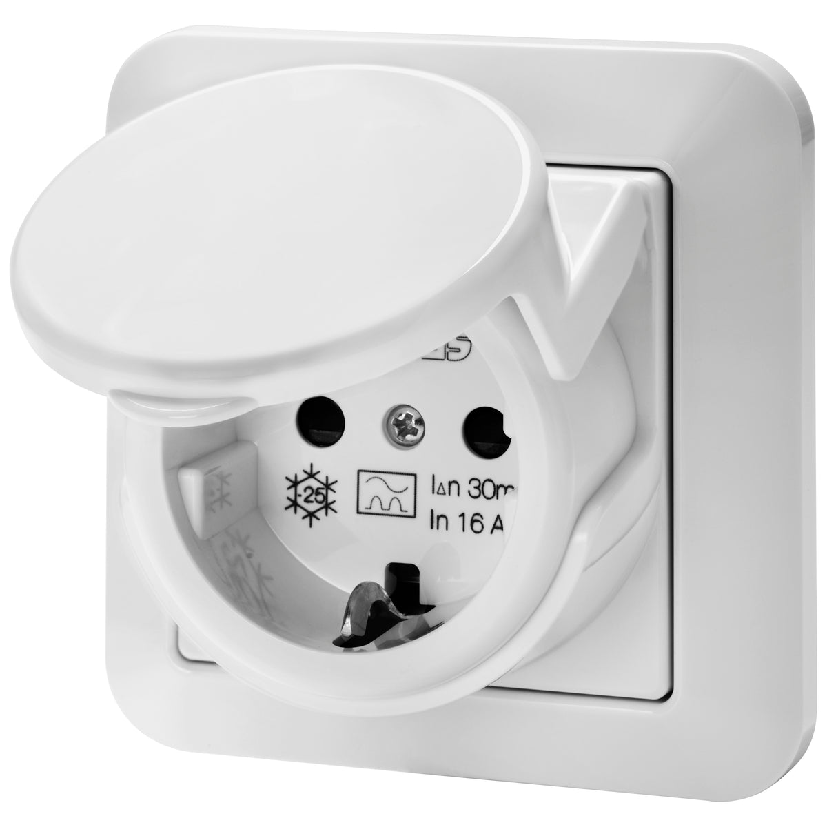 Gewiss GW95524 RCD Socket Outlet 16A 30mA IP44 White