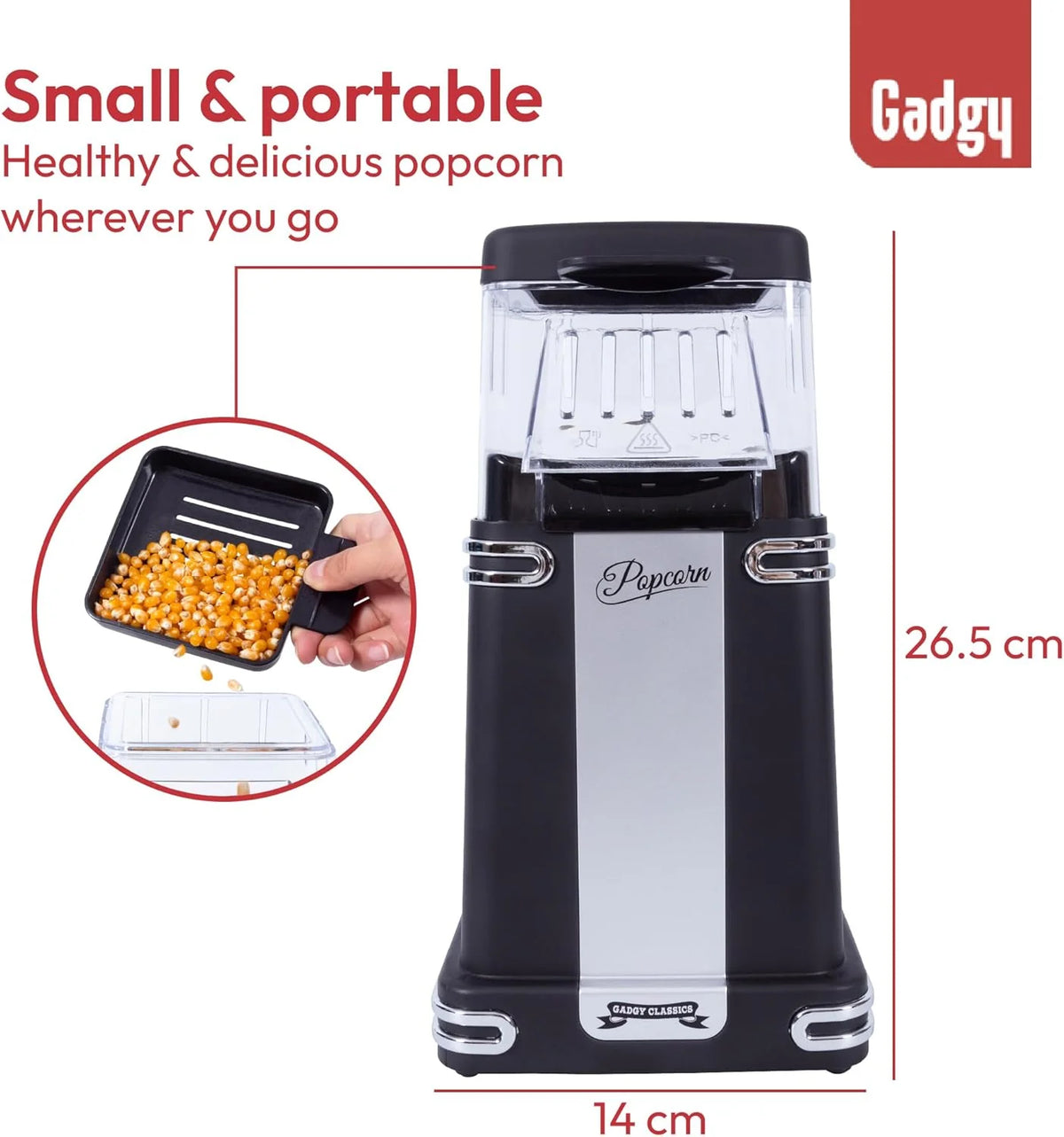 Gadgy Retro Hot Air Popcorn Maker Fun cooking for Party & Kids