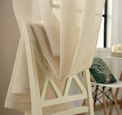 WOLTU Transparent Linen-Style Curtain with Galon Fronceur