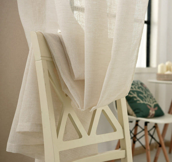 WOLTU Transparent Linen-Style Curtain with Galon Fronceur