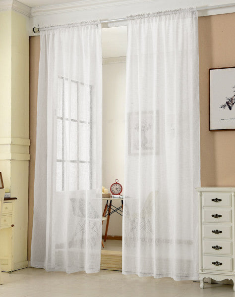 WOLTU Transparent Linen-Style Curtain with Galon Fronceur