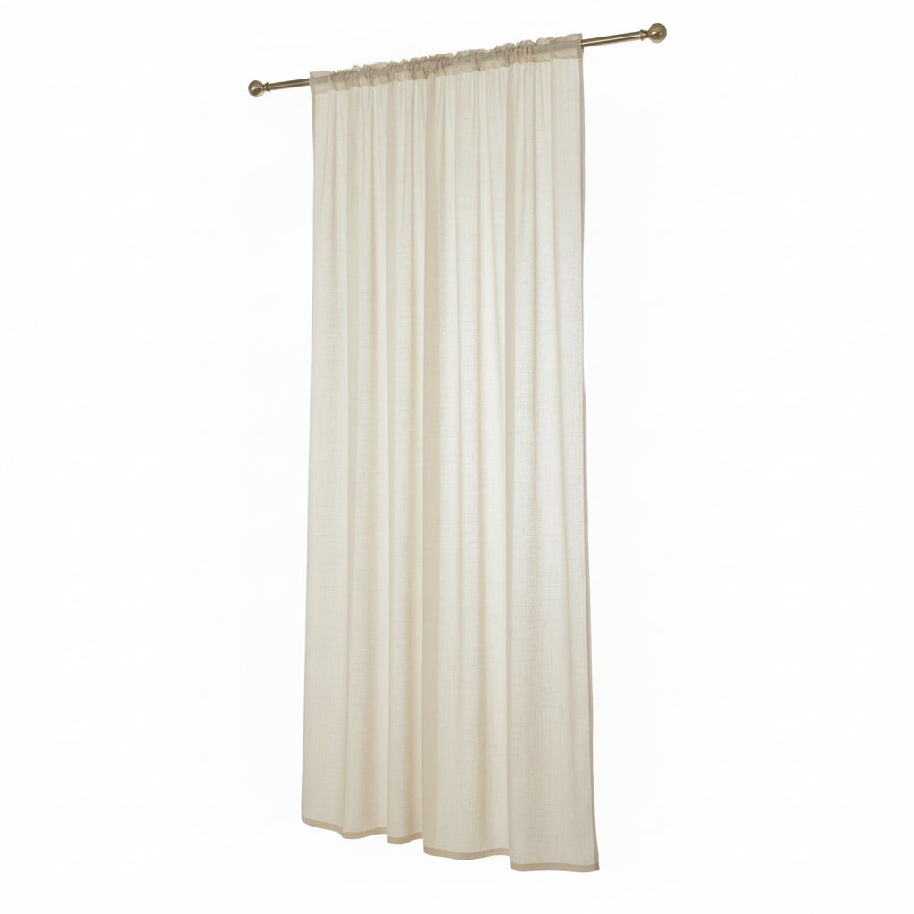 WOLTU Transparent Linen-Style Curtain with Galon Fronceur