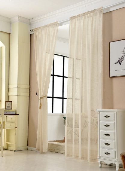 WOLTU Transparent Linen-Style Curtain with Galon Fronceur