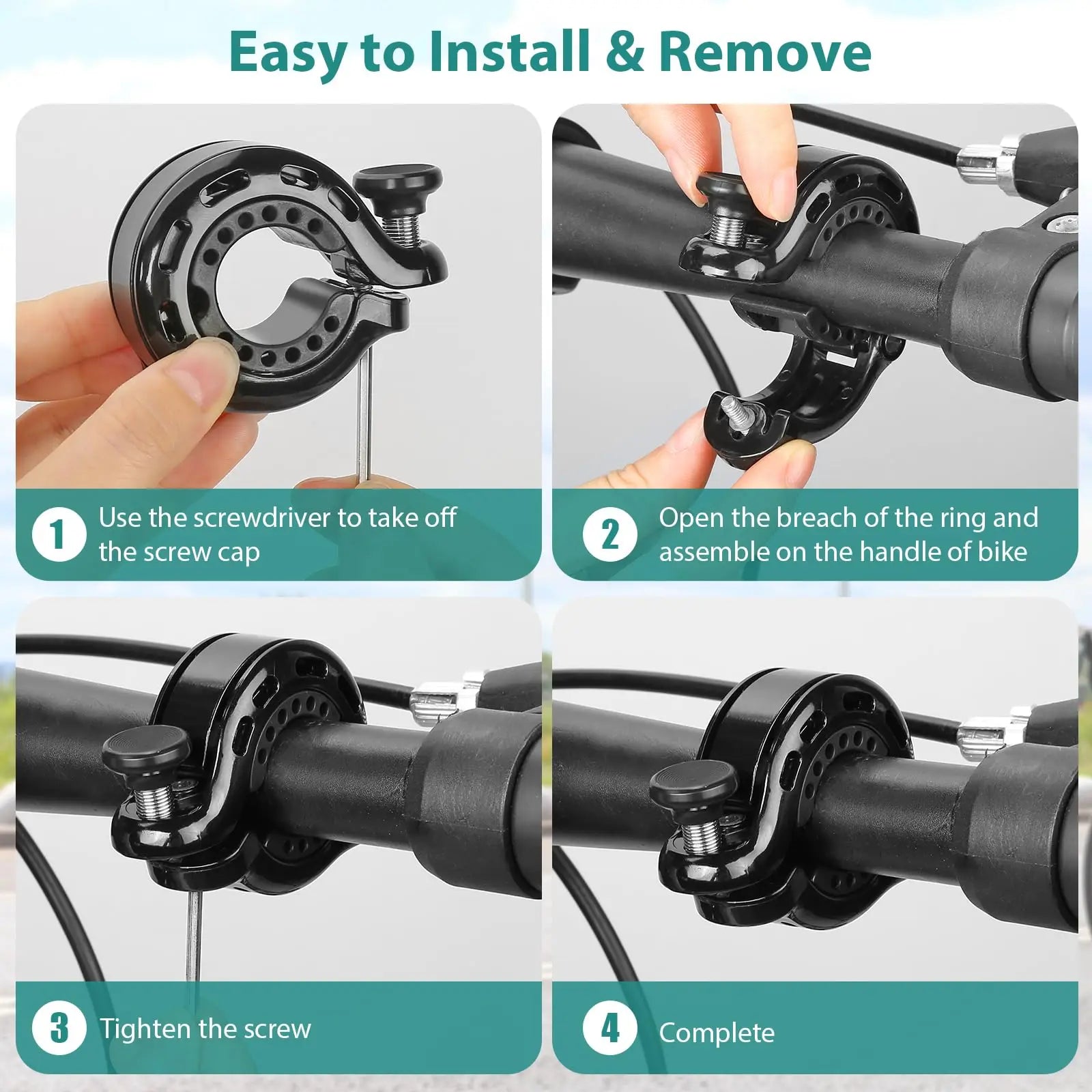 Aluminum Bike Bell 110dB Loud Sound for 22.2-31.8mm Handlebars