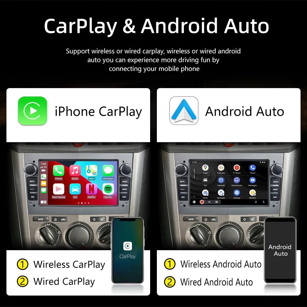 7\" CarPlay Android Auto 2DIN Touchscreen Stereo for Opel