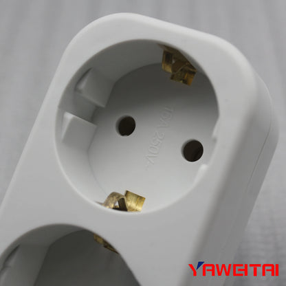 YAWEITAI YW-7382 2-Outlet Schuko Wall Socket with Earthing
