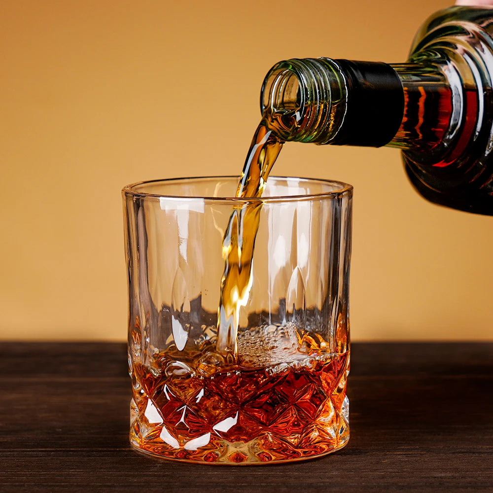 Premium Retro Lead-Free Engraved Whiskey Glass - Old Fashioned Scotch Tumbler