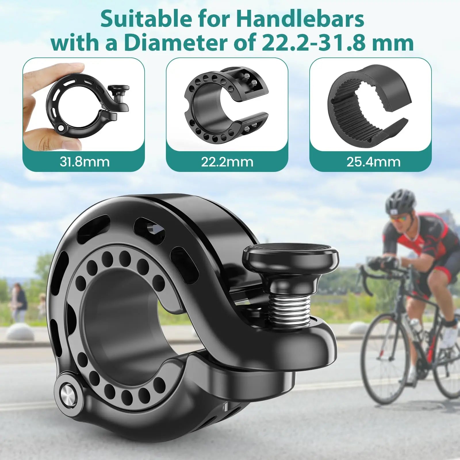 Aluminum Bike Bell 110dB Loud Sound for 22.2-31.8mm Handlebars