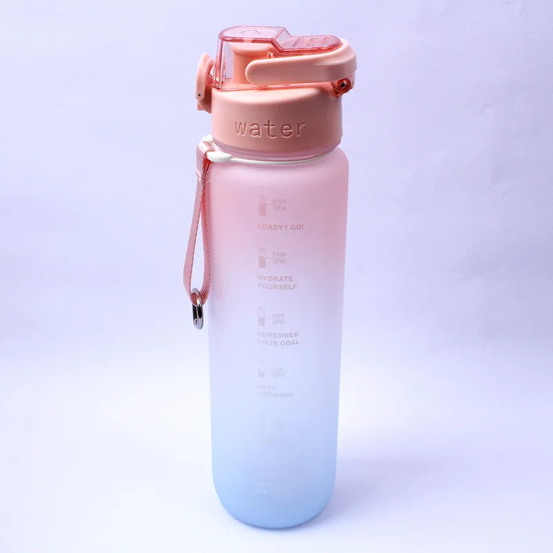 1000ml Large Plastic Water Bottle with Time Marker