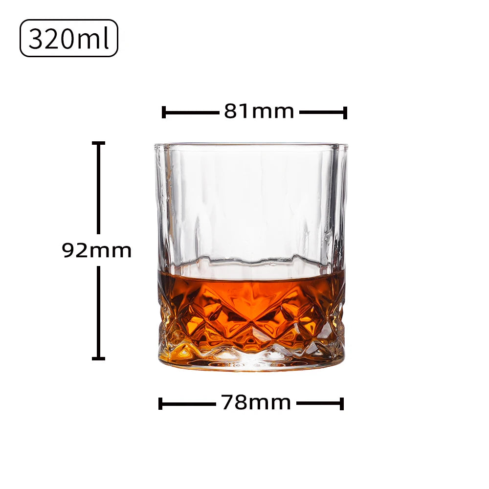 Premium Retro Lead-Free Engraved Whiskey Glass - Old Fashioned Scotch Tumbler