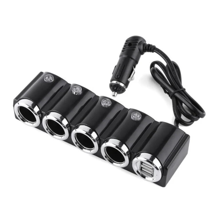 4-Port USB Car Charger with 12V Cigarette Lighter Splitter