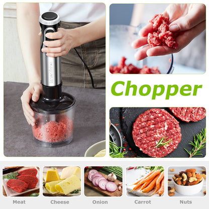 Bonsenkitchen Stainless Steel Immersion Hand Blender 20-Speed Turbo