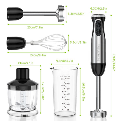 Bonsenkitchen Stainless Steel Immersion Hand Blender 20-Speed Turbo