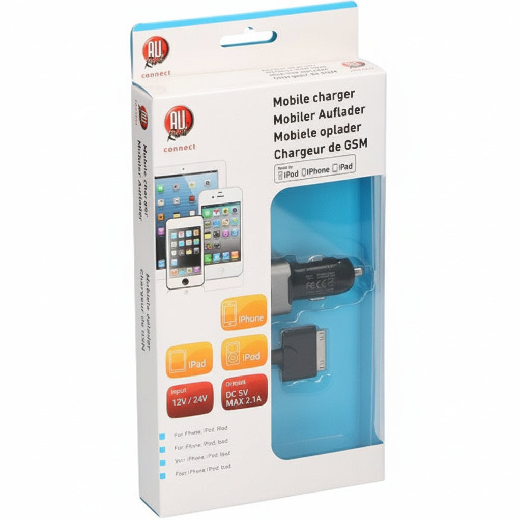 All Ride 2.1A Car Charger for iPhone 4 and 30-Pin Apple Devices