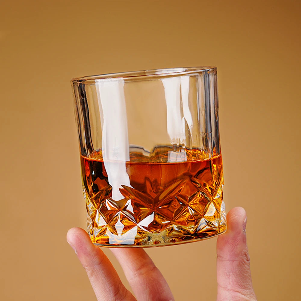 Premium Retro Lead-Free Engraved Whiskey Glass - Old Fashioned Scotch Tumbler
