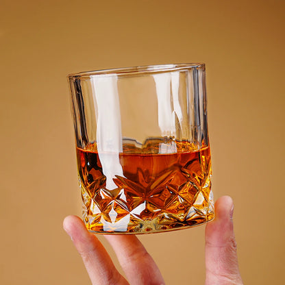 Premium Retro Lead-Free Engraved Whiskey Glass - Old Fashioned Scotch Tumbler