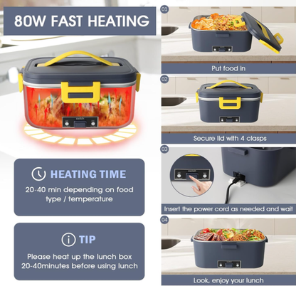 80W Automatic Portable Heating Lunch Box with 1.8L Capacity