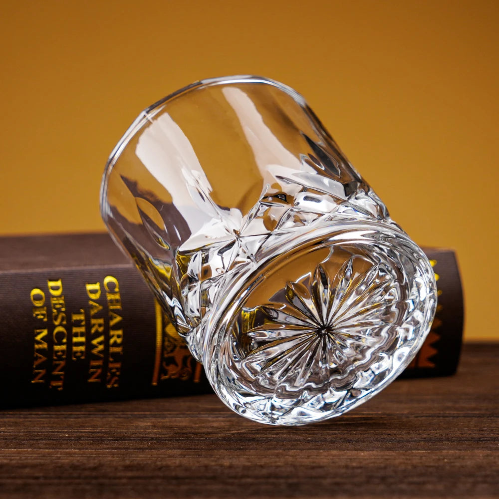 Premium Retro Lead-Free Engraved Whiskey Glass - Old Fashioned Scotch Tumbler