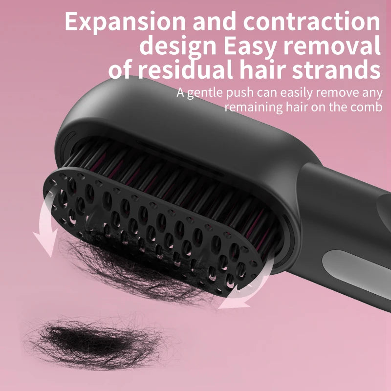 4-Speed Portable Cordless 3-in-1 Hair Straightening & Curling Brush