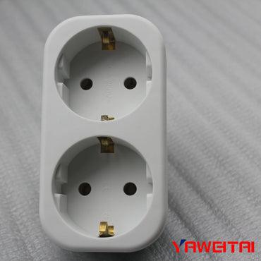 YAWEITAI YW-7382 2-Outlet Schuko Wall Socket with Earthing