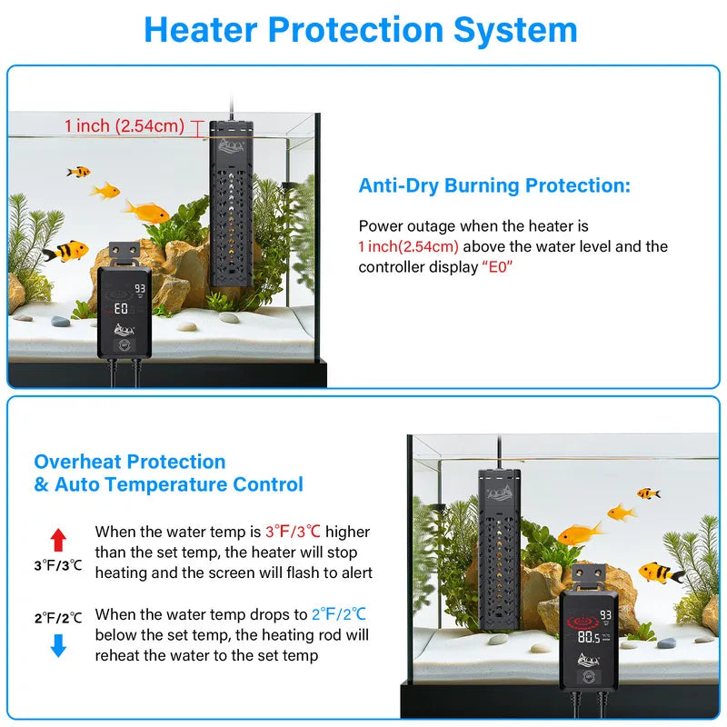 AQQA Submersible Aquarium Heater 500W Black
