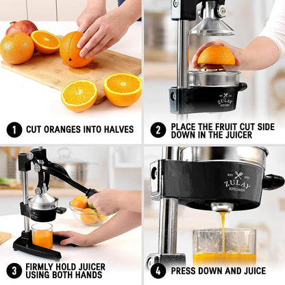 Heavy-Duty Cast Iron Manual Juice Press with Large Bowl