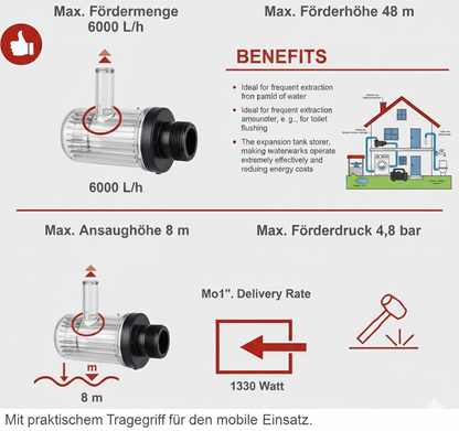 Scheppach HWW1400 Domestic Water Works Pump with 24L Pressure Tank
