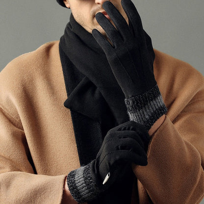 Luxury Men's Touchscreen Winter Gloves with Knitted Cuffs and Anti-Slip Palm