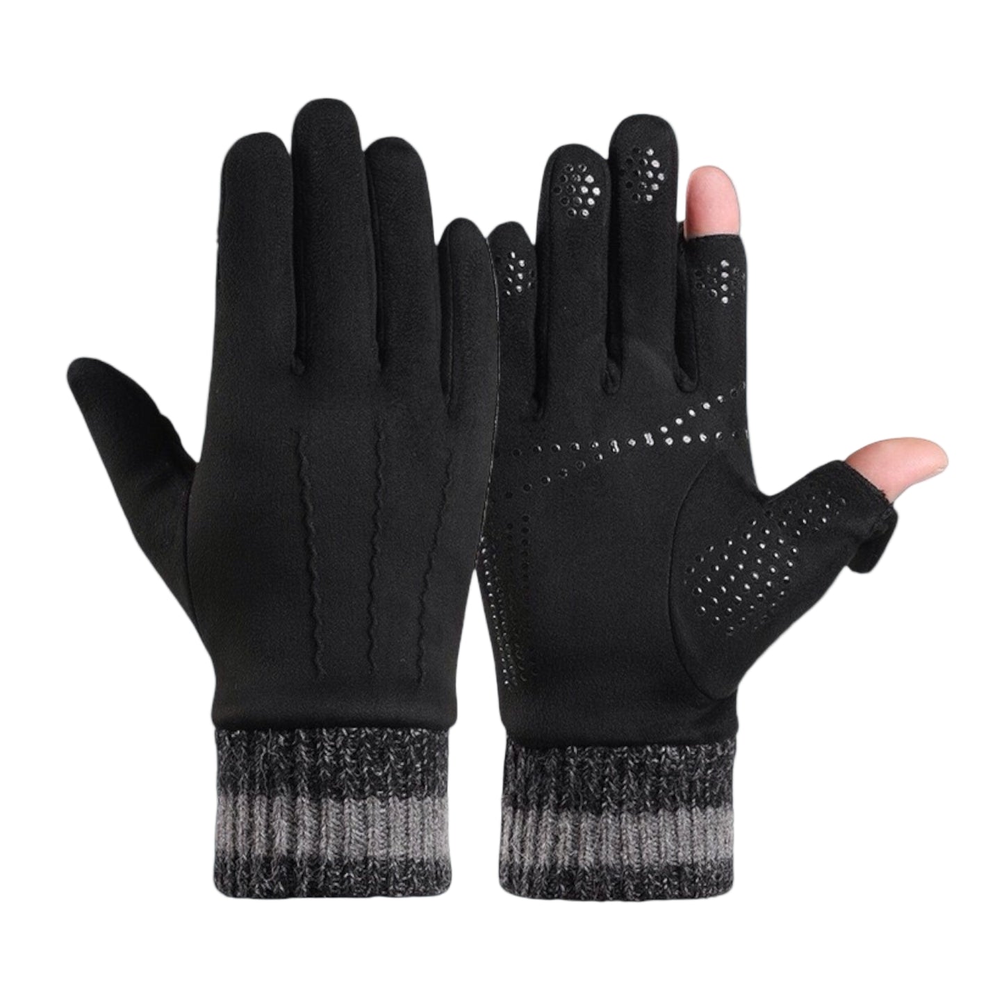 Luxury Men's Touchscreen Winter Gloves with Knitted Cuffs and Anti-Slip Palm