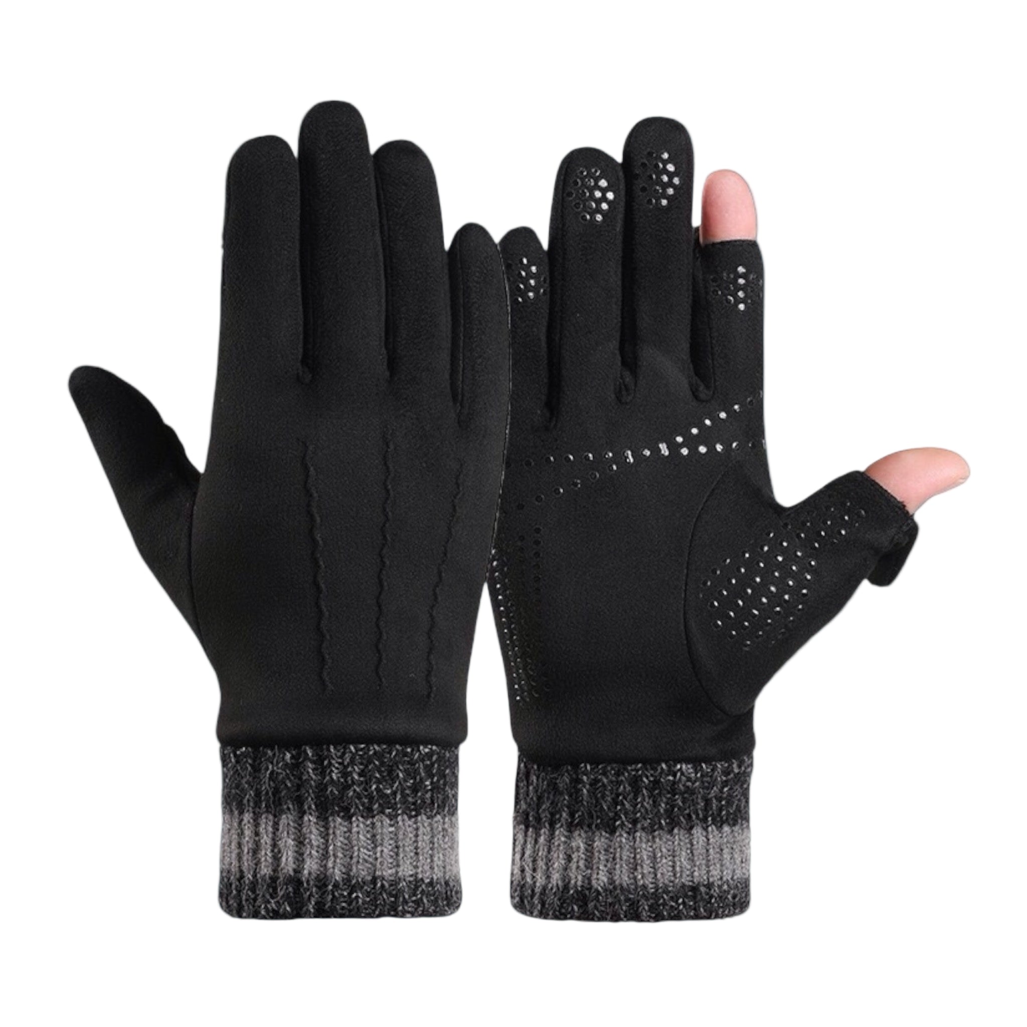 Luxury Men's Touchscreen Winter Gloves with Knitted Cuffs and Anti-Slip Palm