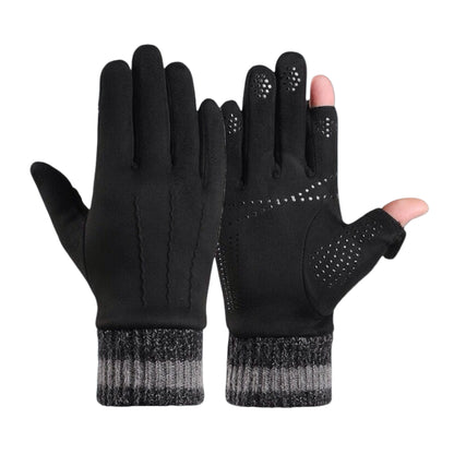 Luxury Men's Touchscreen Winter Gloves with Knitted Cuffs and Anti-Slip Palm