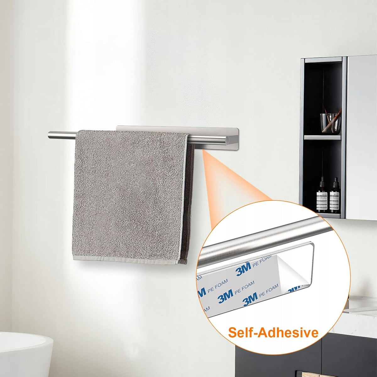 Ibergrif M34453A Self-Adhesive Towel Rail 39cm
