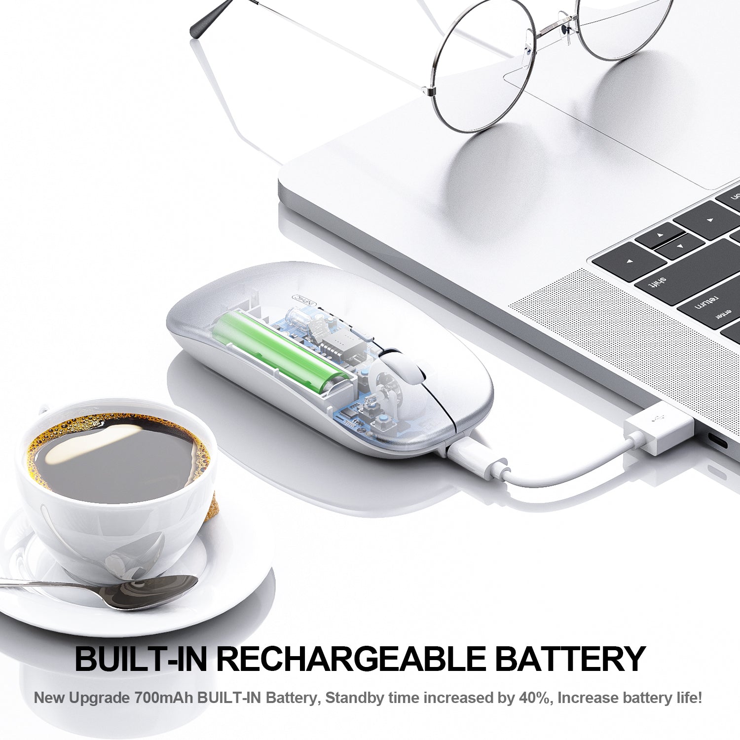 Inphic M1P Ultra Slim 2.4G Wireless Mouse Rechargeable Silent