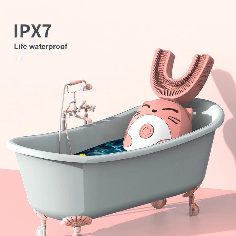 Kids Waterproof U-Shaped Sonic Electric Toothbrush with 360° Whitening