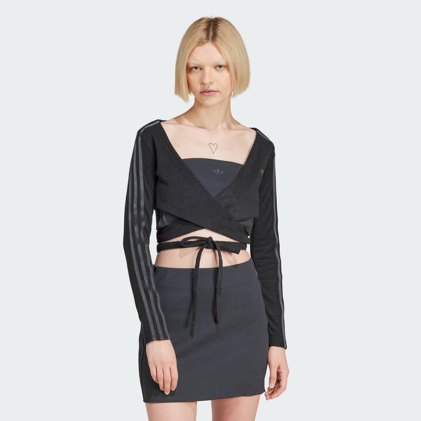 adidas Women's Grey Wraparound Long Sleeve Cardigan - Super-Soft Comfort Top