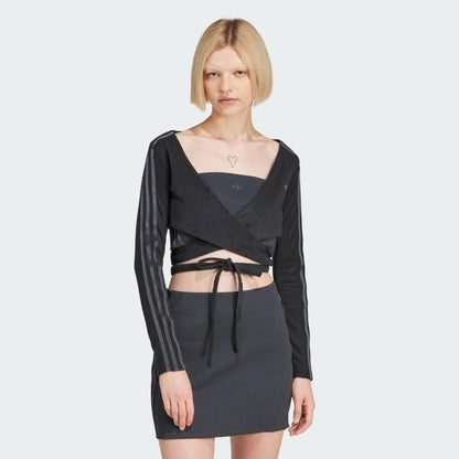 adidas Women's Grey Wraparound Long Sleeve Cardigan - Super-Soft Comfort Top