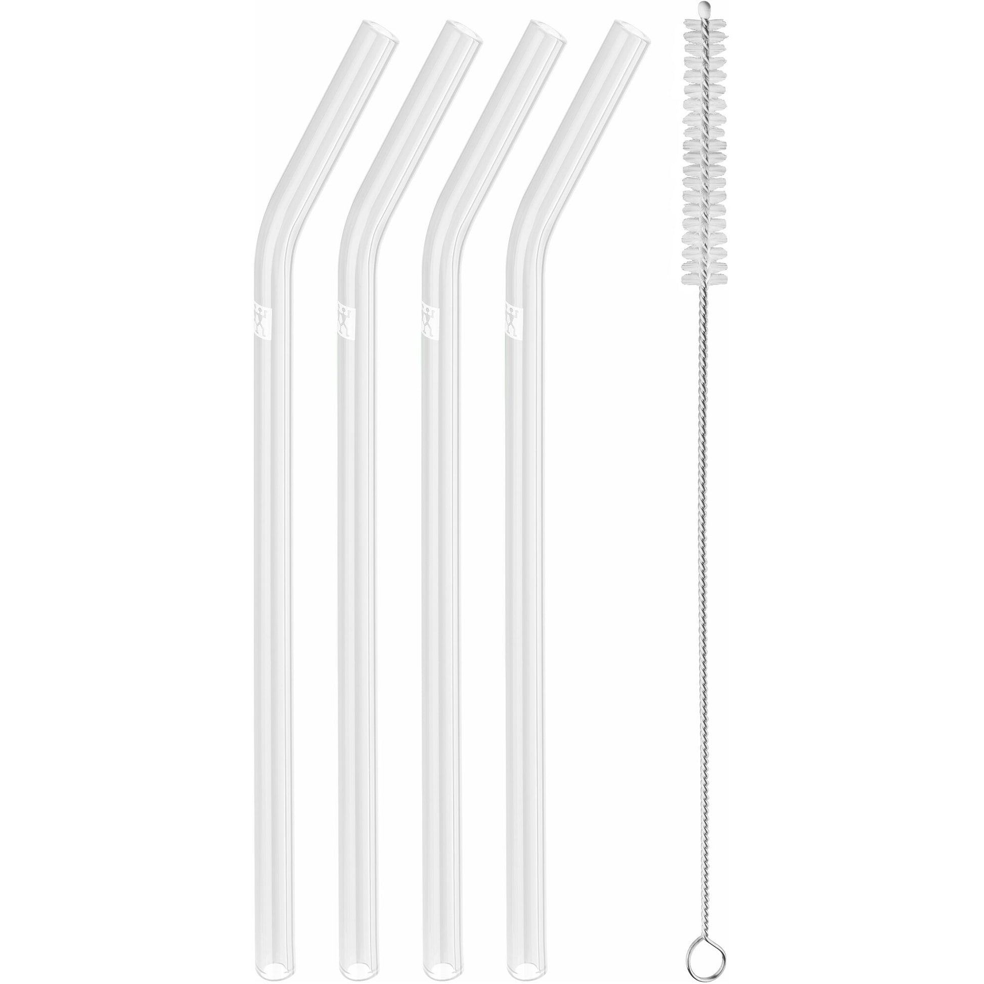 Zwilling Sorrento Curved Glass Straw Set with Cleaning Brush