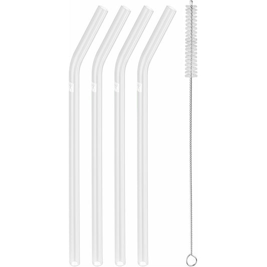 Zwilling Sorrento Curved Glass Straw Set with Cleaning Brush