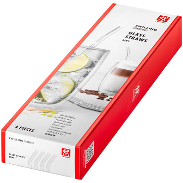 Zwilling Sorrento Curved Glass Straw Set with Cleaning Brush