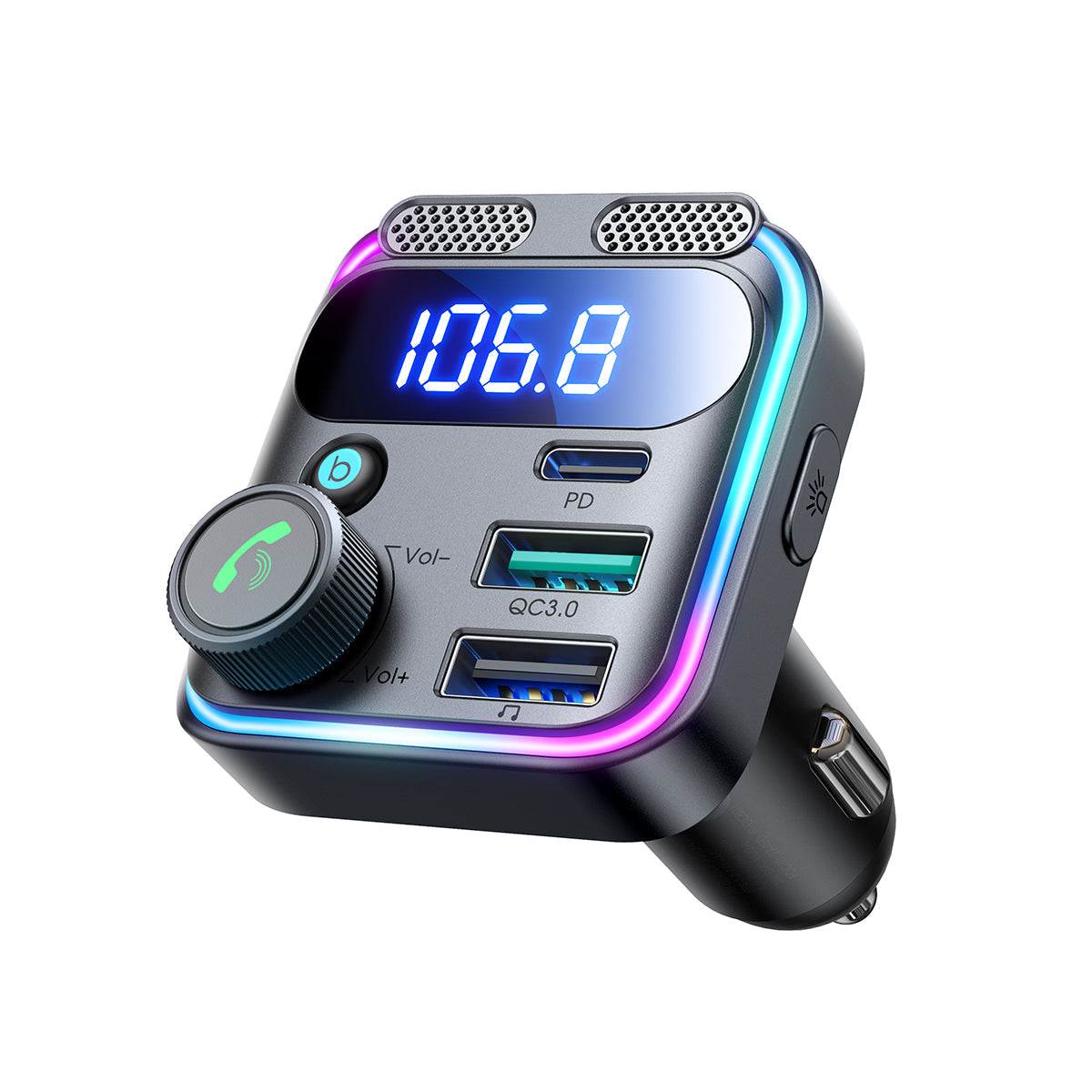 JOYROOM JR-CCB01 48W Dual-Mic Car Wireless FM Transmitter Black