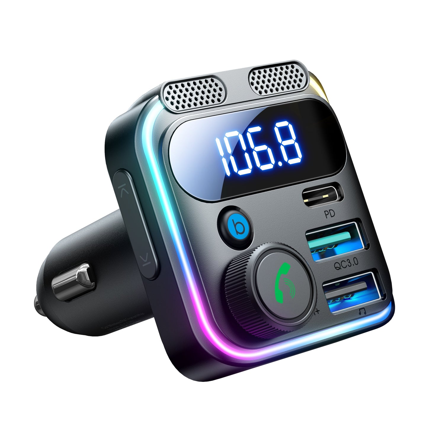 JOYROOM JR-CCB01 48W Dual-Mic Car Wireless FM Transmitter Black