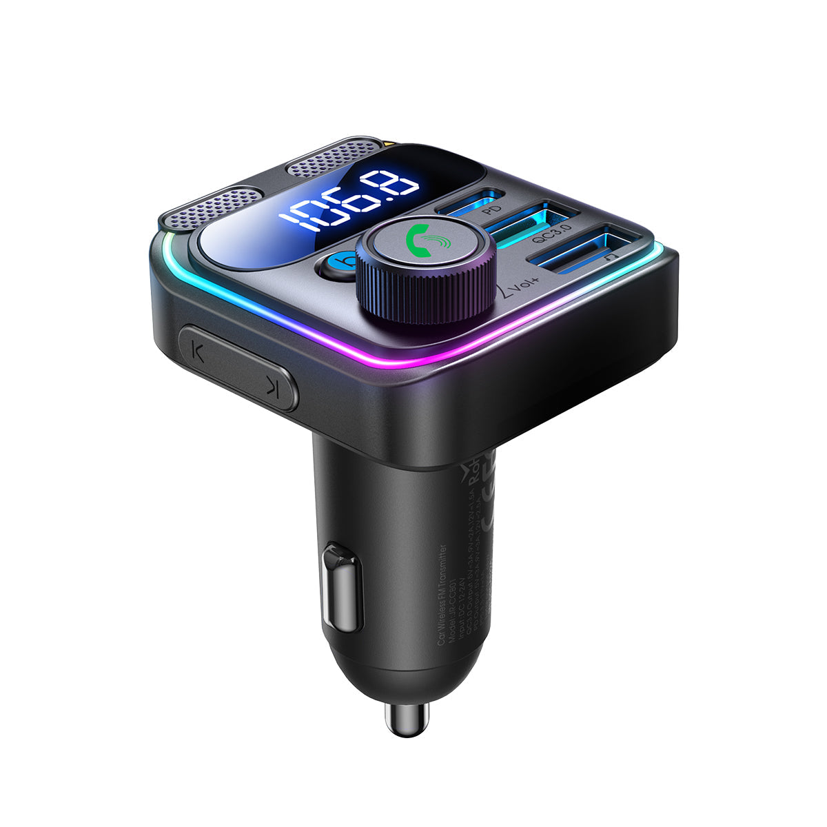 JOYROOM JR-CCB01 48W Dual-Mic Car Wireless FM Transmitter Black