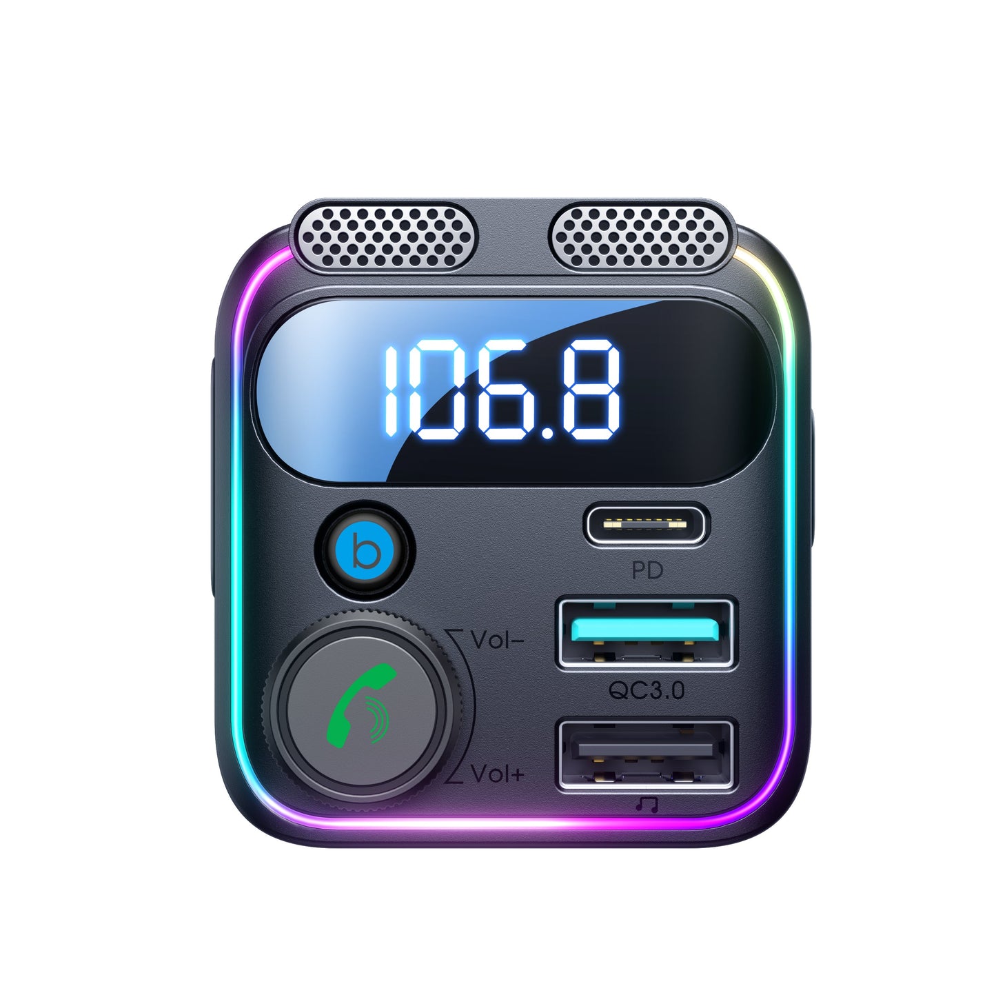 JOYROOM JR-CCB01 48W Dual-Mic Car Wireless FM Transmitter Black