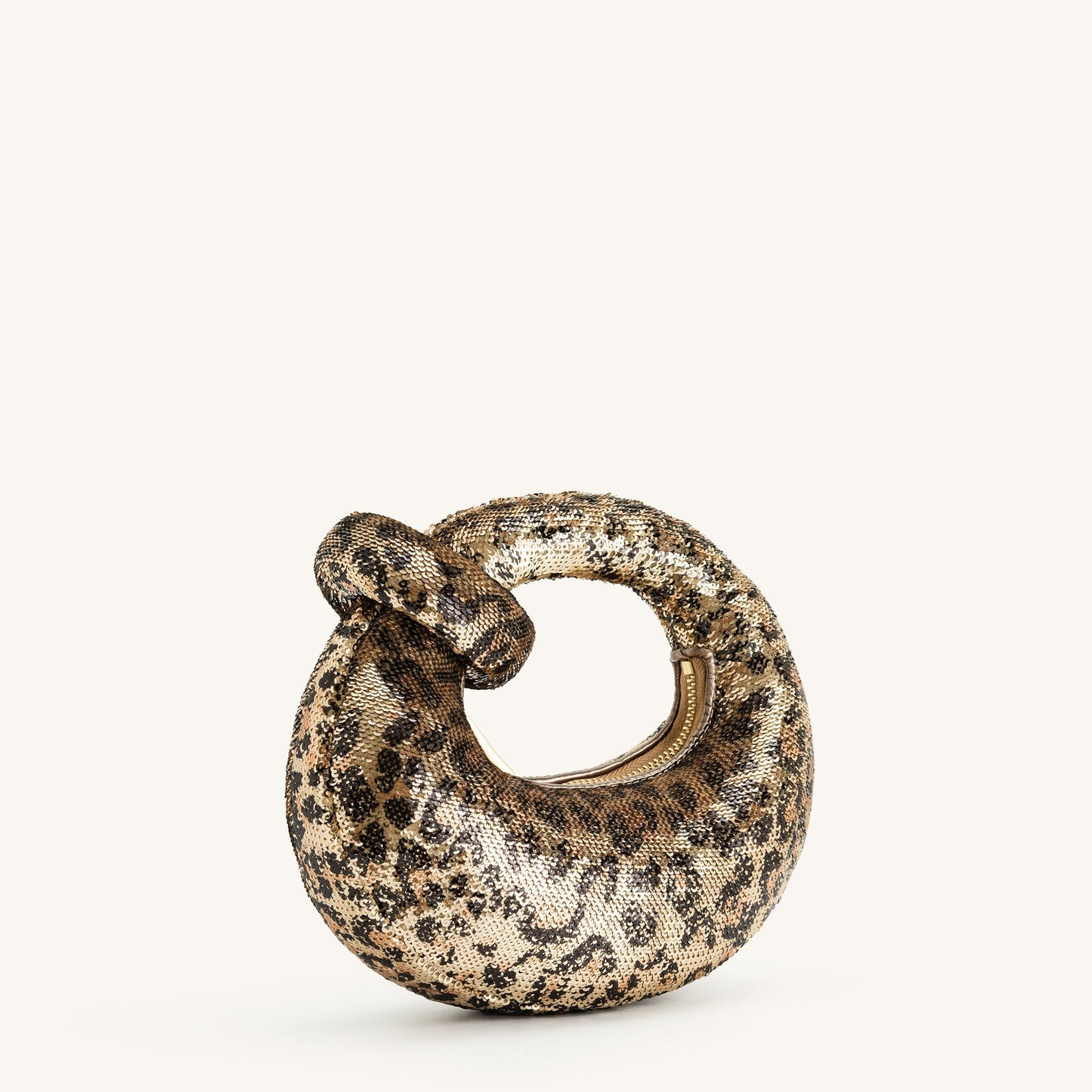 Abacus Metallic Sequin Mini Top Handle Leopard Print Bag