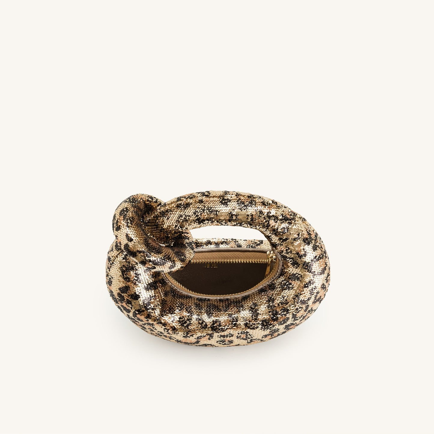 Abacus Metallic Sequin Mini Top Handle Leopard Print Bag