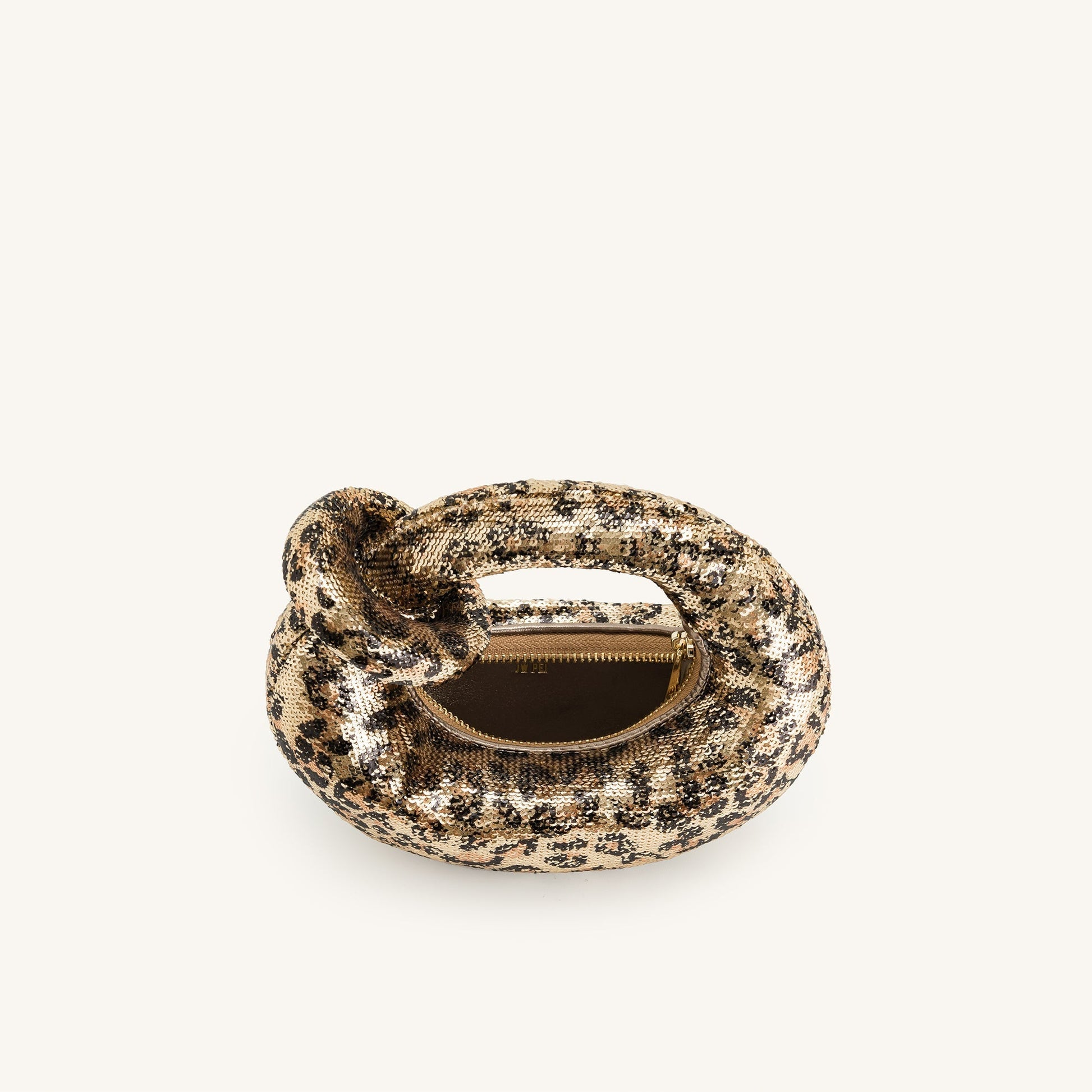 Abacus Metallic Sequin Mini Top Handle Leopard Print Bag