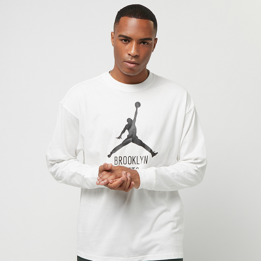 Jordan Brooklyn Nets Essential NBA Men's Long Sleeve Tee - White Cotton